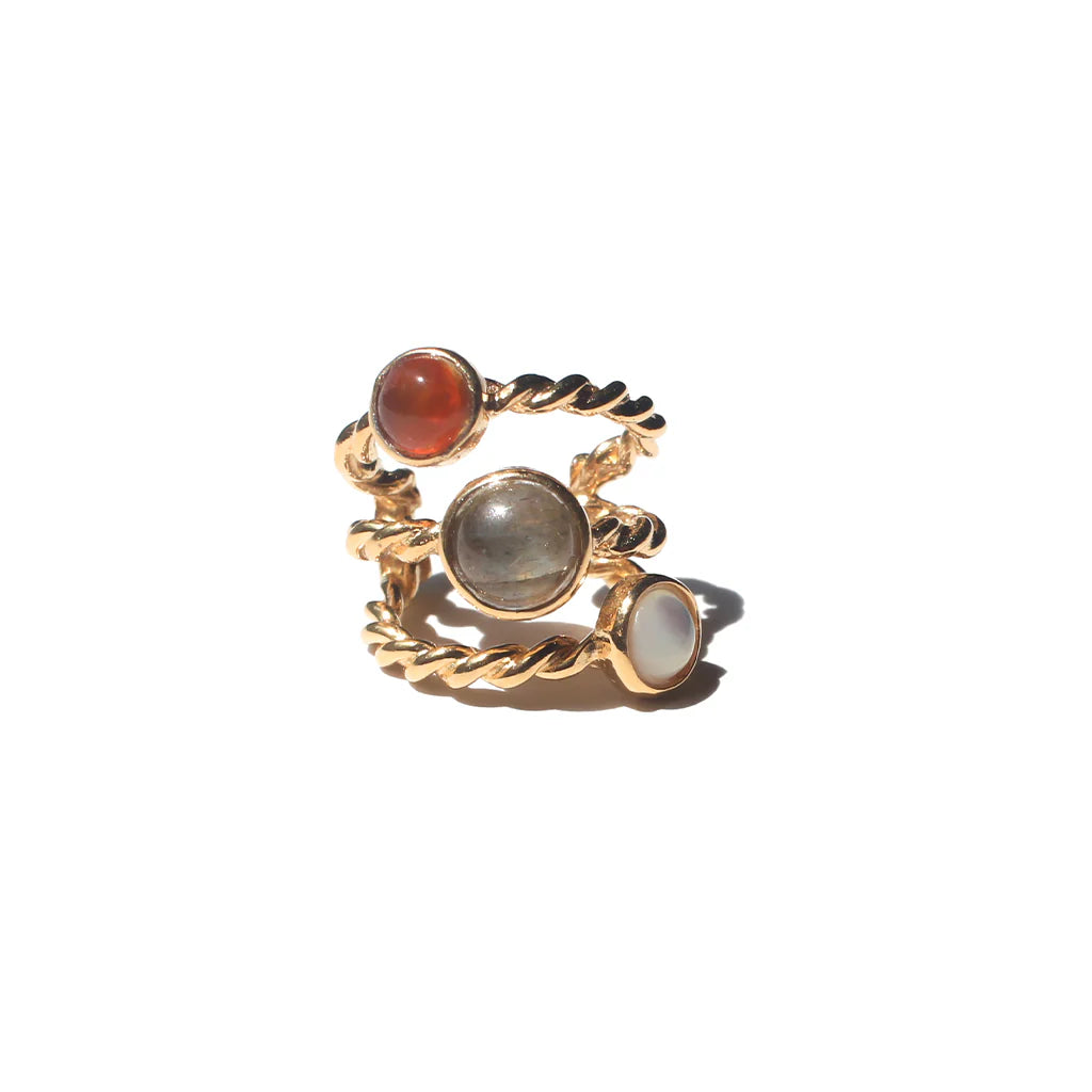 MAN79-MANI MAALAI-EAR CUFF TRECA CORNALINA - PIEDRA LUNA - LABRADORITA-S1100
