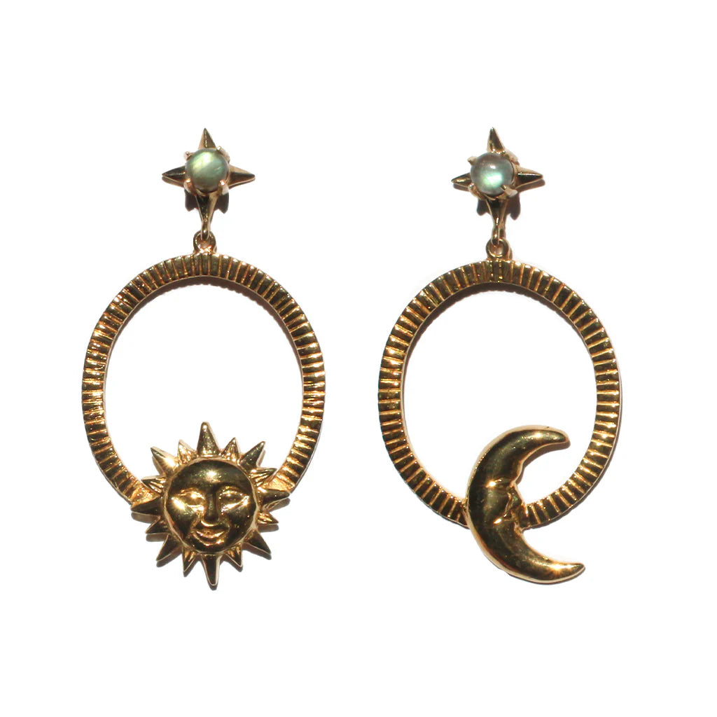 MAN81-MANI MAALAI-ARETES SOL Y LUNA LABRADORITA-S3980