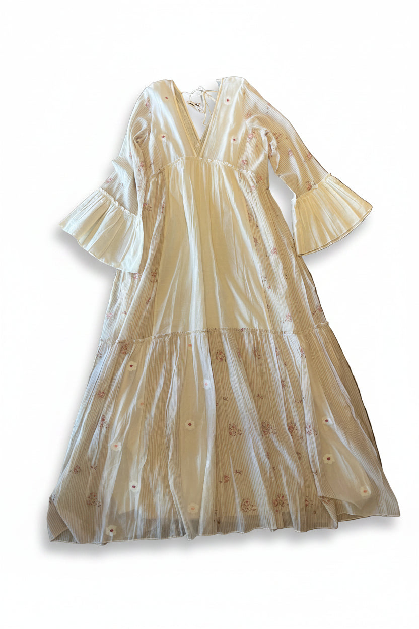 OLE12-OLEO-VESTIDO LARGO BLANCO FLORES-S8883