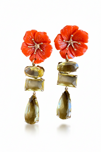 LUP68-LUCIA PIÑA -ARETES DE FLORES EN RESINA CON CRISTALES -S1508