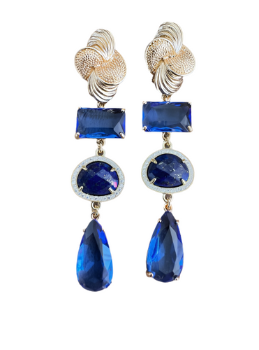 LUP90-LUCIA PIÑA-ARETES DE PIEDRAS NATURALES CON CRISTALES  -S1508