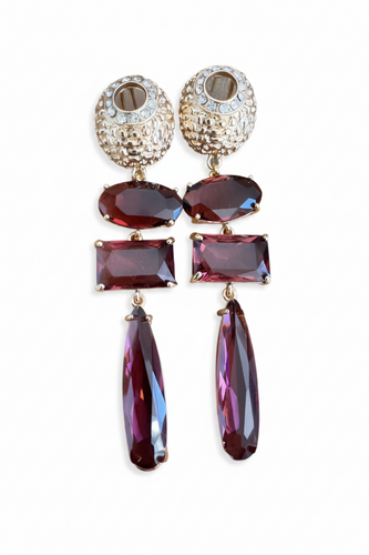 LUP97-LUCIA PIÑA-ARETES DE CRISTALES EN BAÑO DE ORO -S1508