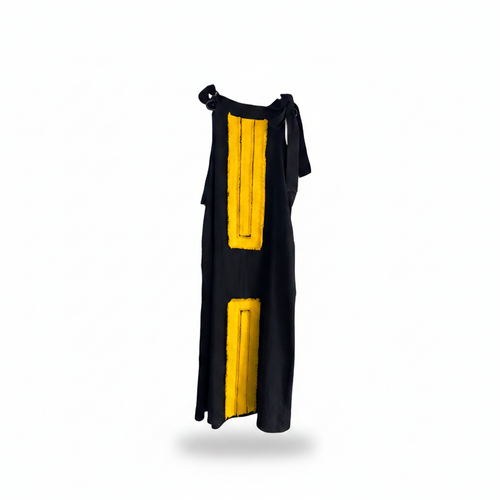ALER27-ALEJANDRA RAW-VESTIDO HALTER NEGRO DETALLE AMARILLO-S5613
