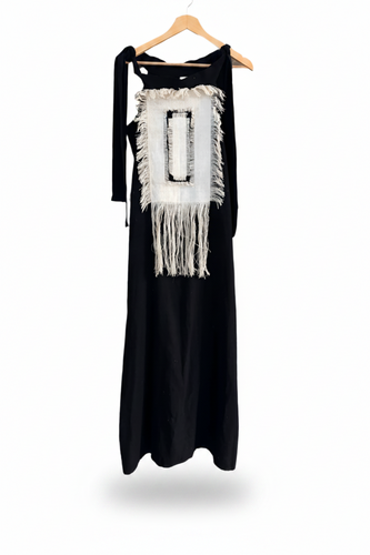 ALER26-ALEJANDRA RAW-VESTIDO HALTER LILI LINO VINTAGE COLOR  NEGRO-S6250
