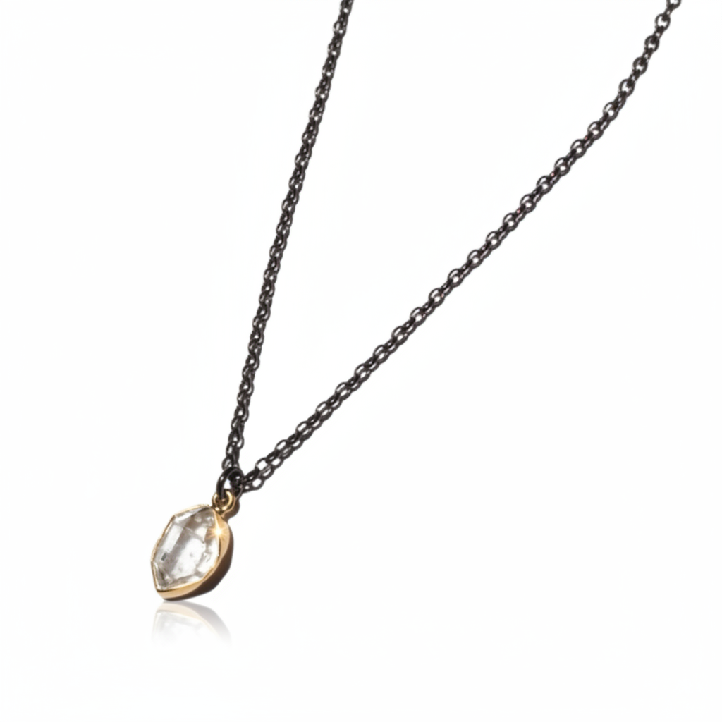 MAN141-MANI MAALAI-COLLAR DIJE HERKIMER BISEL EN CADENA-S1950