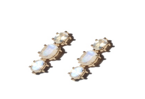 MAN138-MANI MAALAI-STUD 3 PIEDRAS LARGO PIEDRA LUNA -S2190