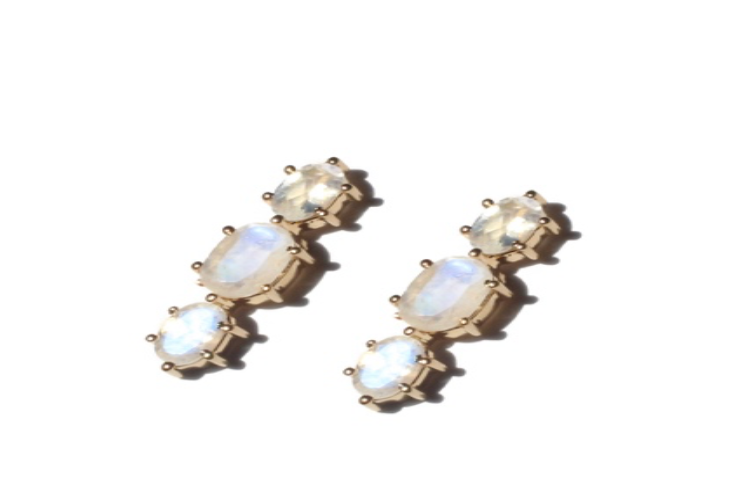 MAN138-MANI MAALAI-STUD 3 PIEDRAS LARGO PIEDRA LUNA -S2190