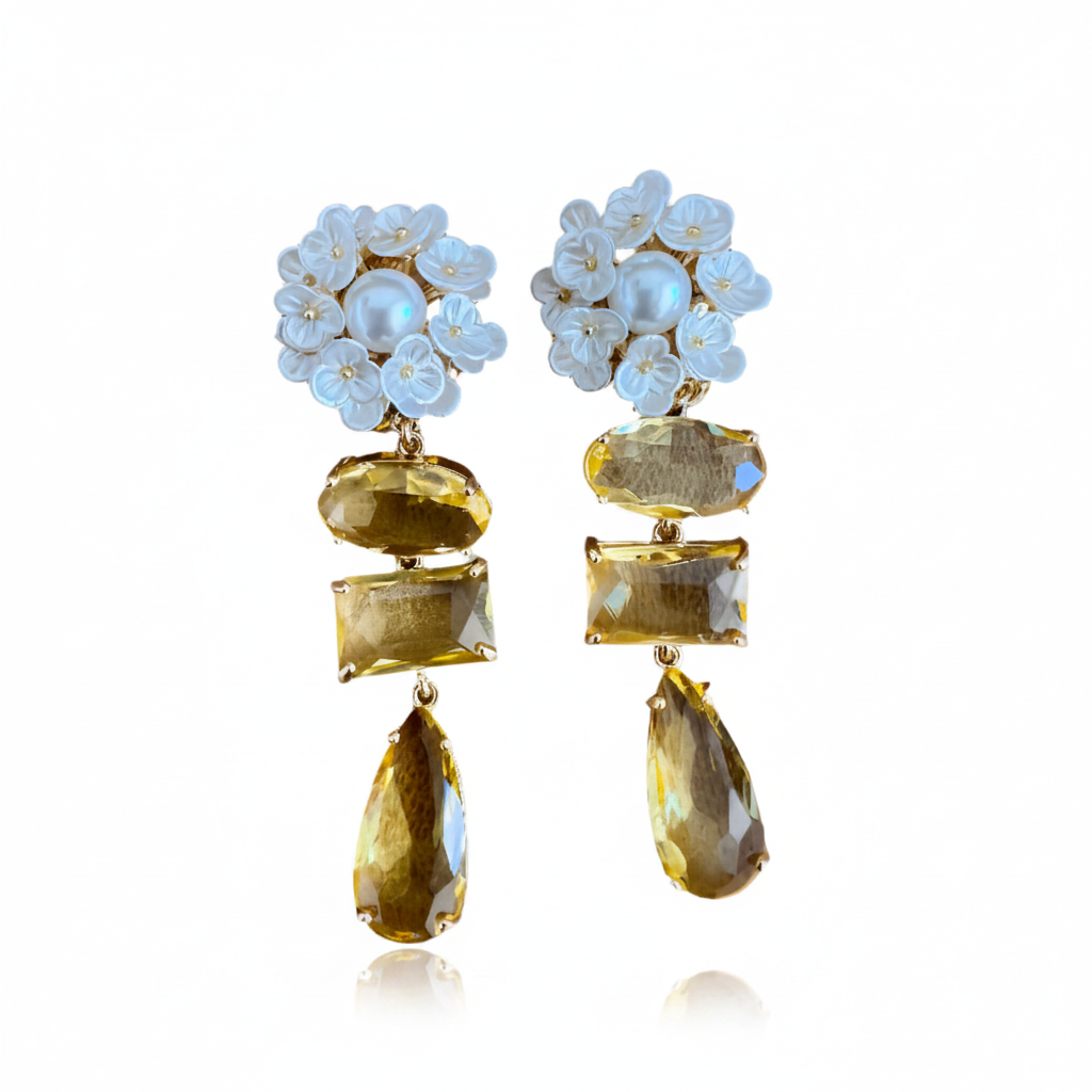 LUP113-LUCIA PIÑA-ARETES DE FLORES EN RESINA CON CRISTALES -S1508