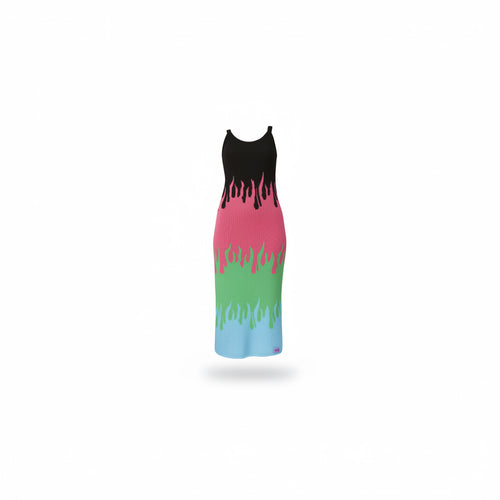 ANYU06-ANNAISS YUCRA-BLACK FLAME MID DRESS-S5000