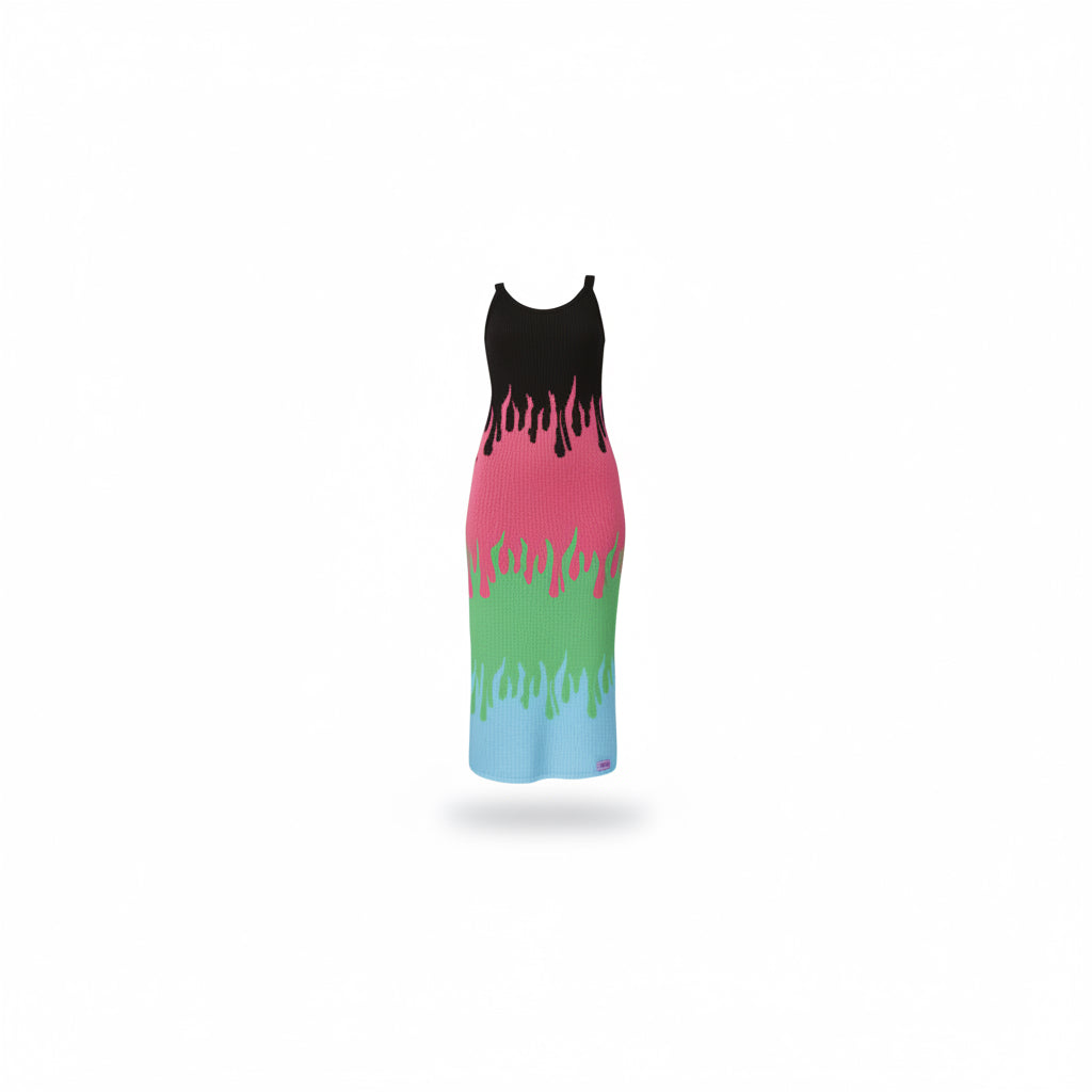 ANYU06-ANNAISS YUCRA-BLACK FLAME MID DRESS-S5000