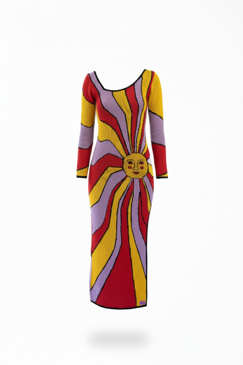 ANYU10-ANNAISS YUCRA-SUNNY HEAT MAXI DRESS LONG SLEEVE-S5300