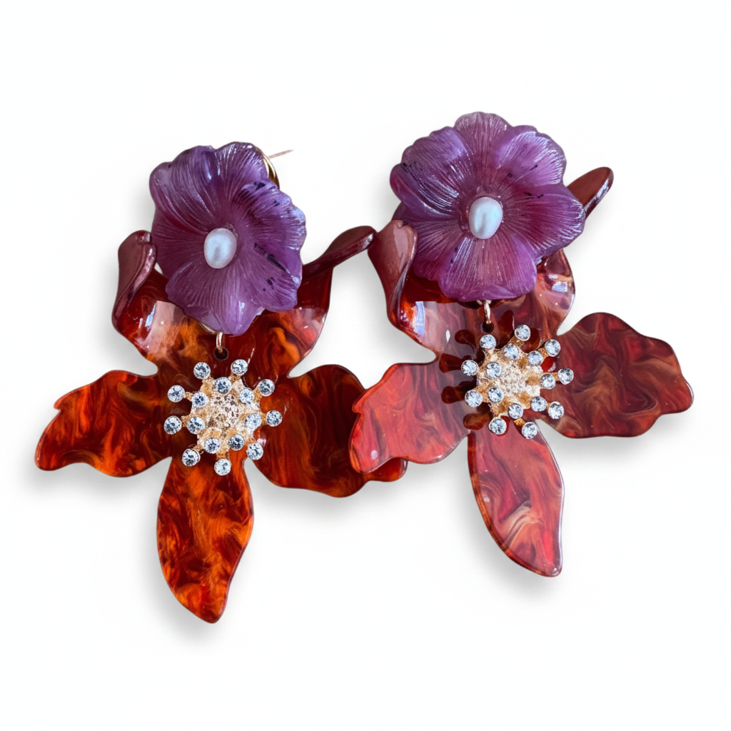 LUP129-LUCIA PIÑA-ARETES DE FLORES EN RESINA-S1624