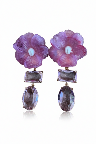 LUP130-LUCIA PIÑA-ARETES DE FLORES EN RESINA CON CRISTALES -S1508