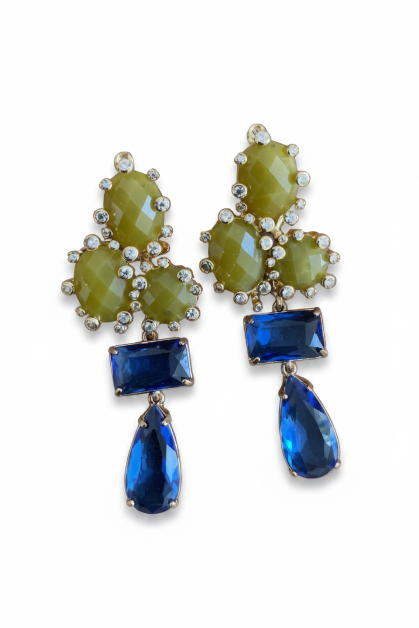 LUP131-LUCIA PIÑA-ARETES DE PIEDRAS NATURALES CON CRISTALES  -S1508