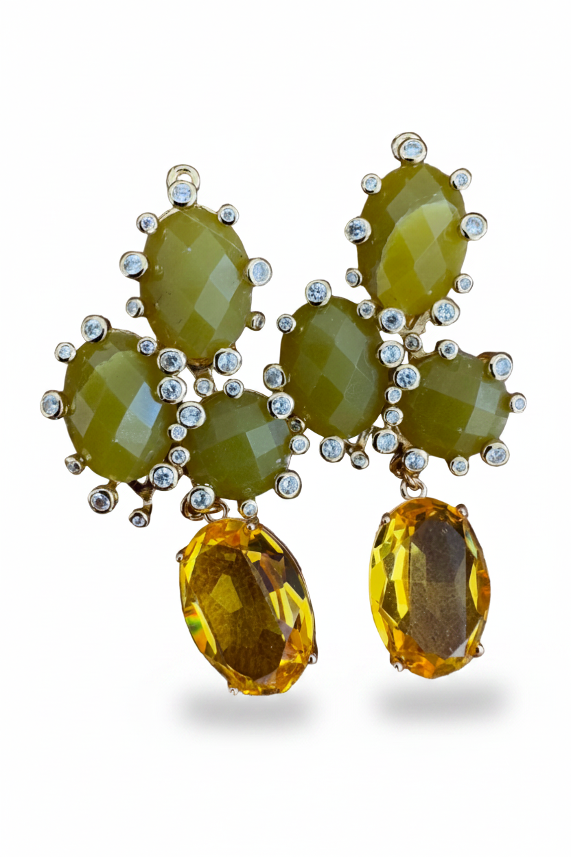 LUP137-LUCIA PIÑA-ARETES DE PIEDRAS NATURALES CON CRISTAL -S1508