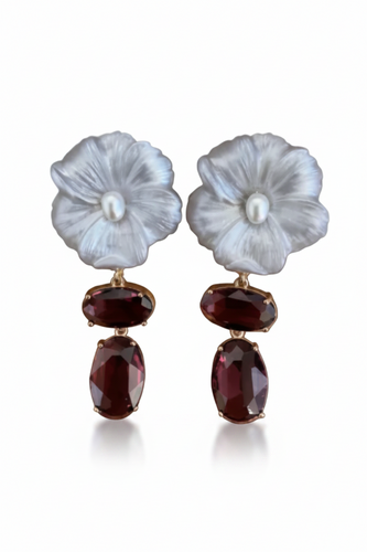 LUP148-LUCIA PIÑA-ARETES DE FLORES EN RESINA CON CRISTALES   -S1508