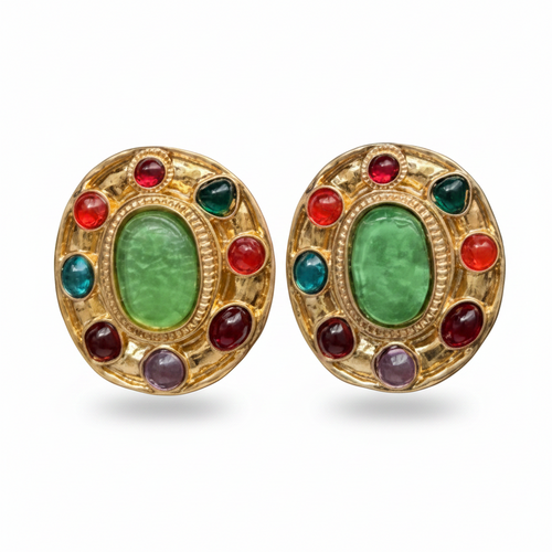 NAMM95-NAMMOS-ARETES CIRCULO DORADO CON PIEDRAS CONFETTI-S1139