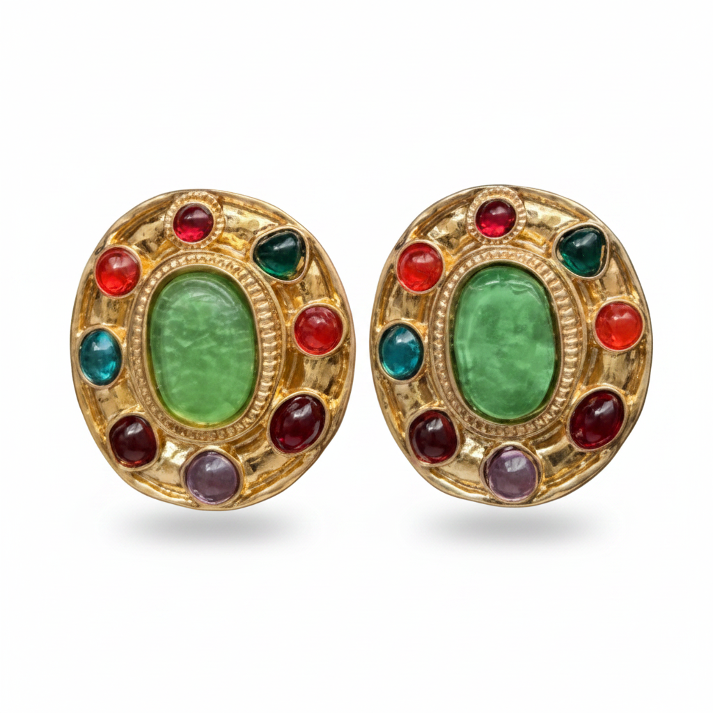 NAMM95-NAMMOS-ARETES CIRCULO DORADO CON PIEDRAS CONFETTI-S1139