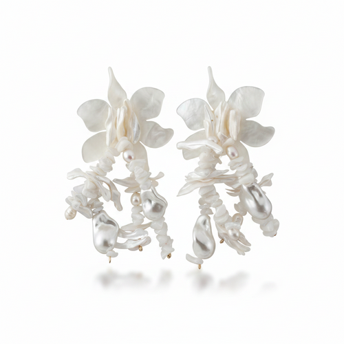 LUP168-LUCIA PIÑA-ARETES DE FLORES CON PERLAS  -S1624