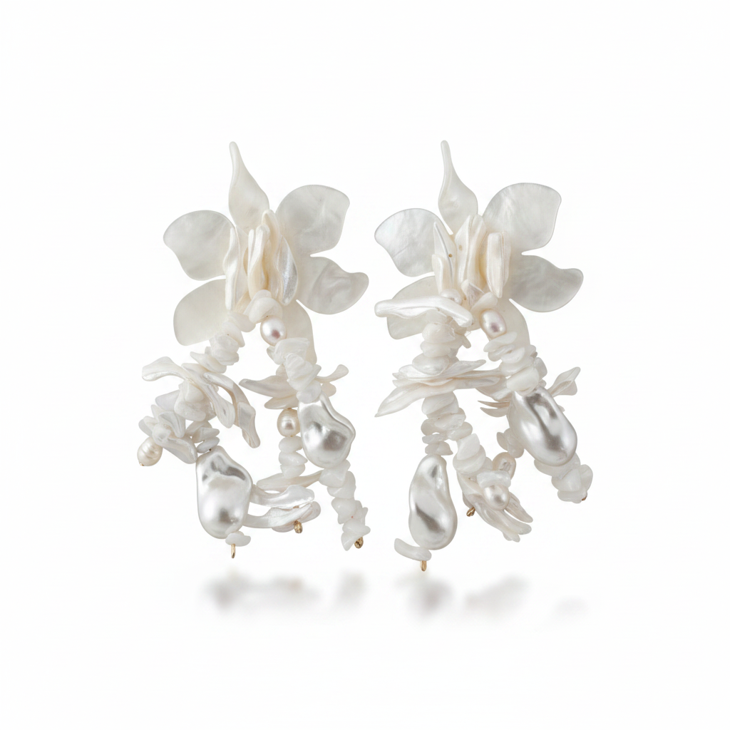 LUP168-LUCIA PIÑA-ARETES DE FLORES CON PERLAS  -S1624