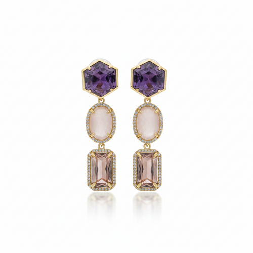 LUP181-LUCIA PIÑA-Aretes de piedras naturales  -S1508