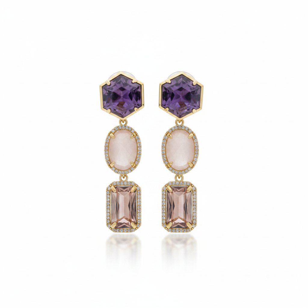 LUP181-LUCIA PIÑA-Aretes de piedras naturales  -S1508