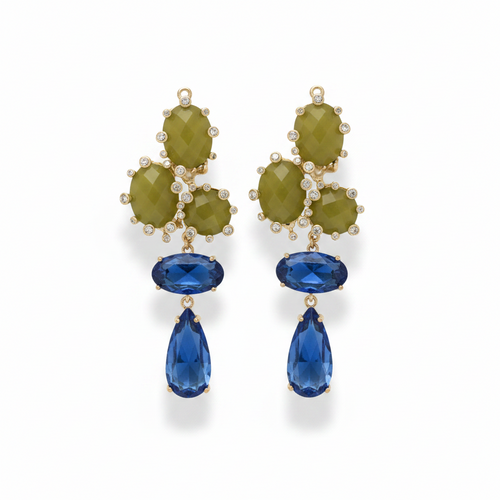 LUP198-LUCIA PIÑA-Aretes de piedras naturales y cristales  -S1508