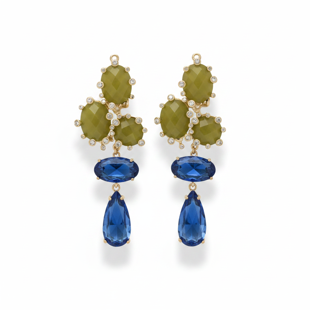 LUP198-LUCIA PIÑA-Aretes de piedras naturales y cristales  -S1508