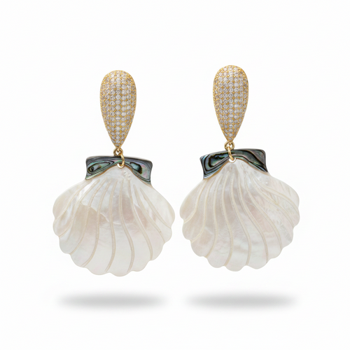 LUP192-LUCIA PIÑA-Aretes de conchas en madre perla y abulón  -S1624