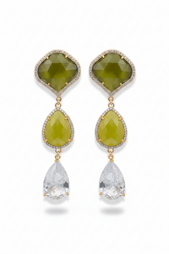 LUP191-LUCIA PIÑA-Aretes de piedras naturales y cristal  -S1624