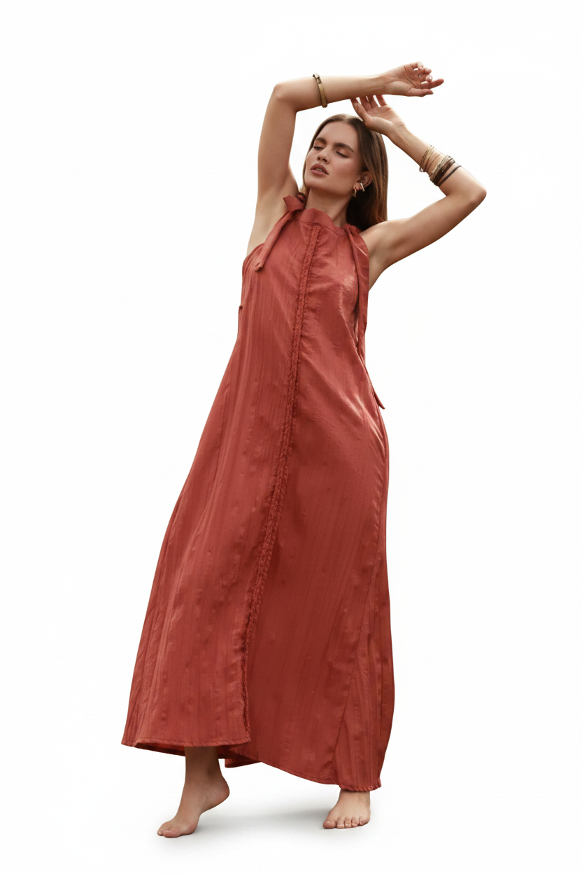 ALER35-ALEJANDRA RAW-VESTIDO HALTER TRENZA-S5366