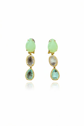 LUP56-LUCIA PIÑA-ARETES DE CRISTALES CON PIEDRA NATURAL  -S1392