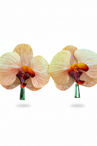 LUP55-LUCIA PIÑA-ARETES DE FLORES EN RESINA CON CRISTAL  -S1624