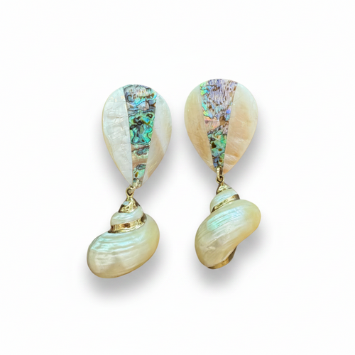 LUP16-LUCIA PIÑA-ARETES DE MADRE PERLA CON ABULÓN Y CARACOL NATURAL-S1624