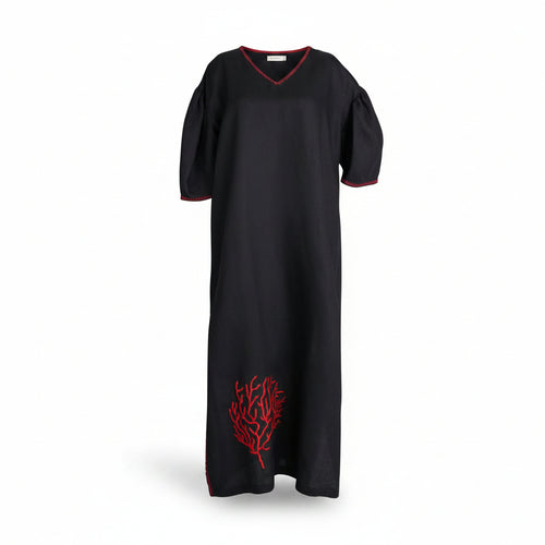 BON05-BONITA-VESTIDO LARGO LINO MANGA GLOBO-S4582