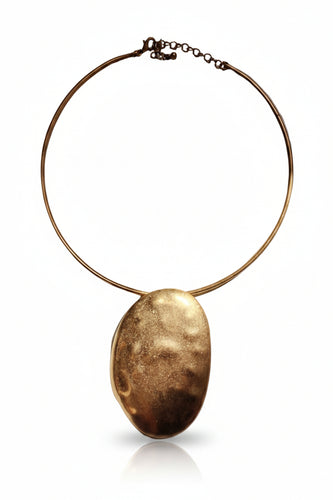 NAMM83-NAMMOS-COLLAR ARO DORADO CON PLACA OVALO CON BULTOS-S747
