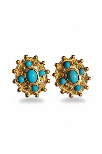 NAMM79-NAMMOS-ARETES CIRCULO ESCUDO CON TURQUESAS-S734