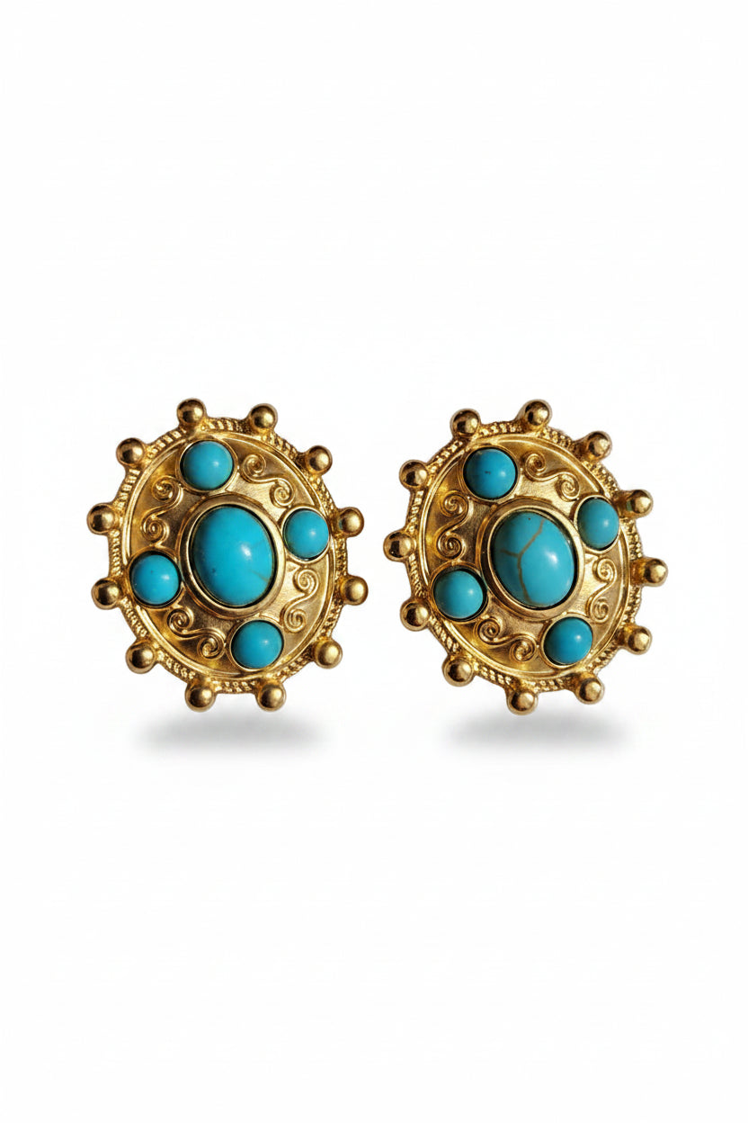 NAMM79-NAMMOS-ARETES CIRCULO ESCUDO CON TURQUESAS-S734