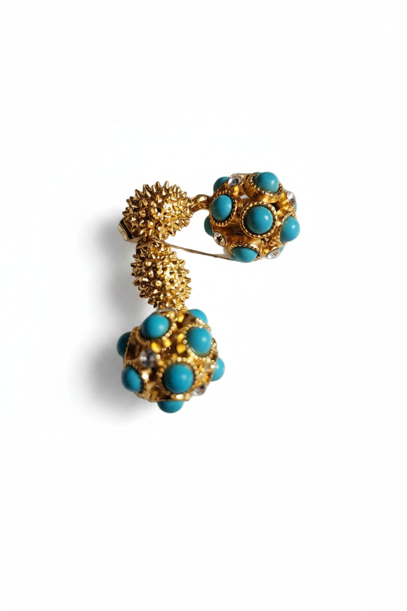 NAMM78-NAMMOS-ARETES BOLITAS CON TURQUESA-S1051