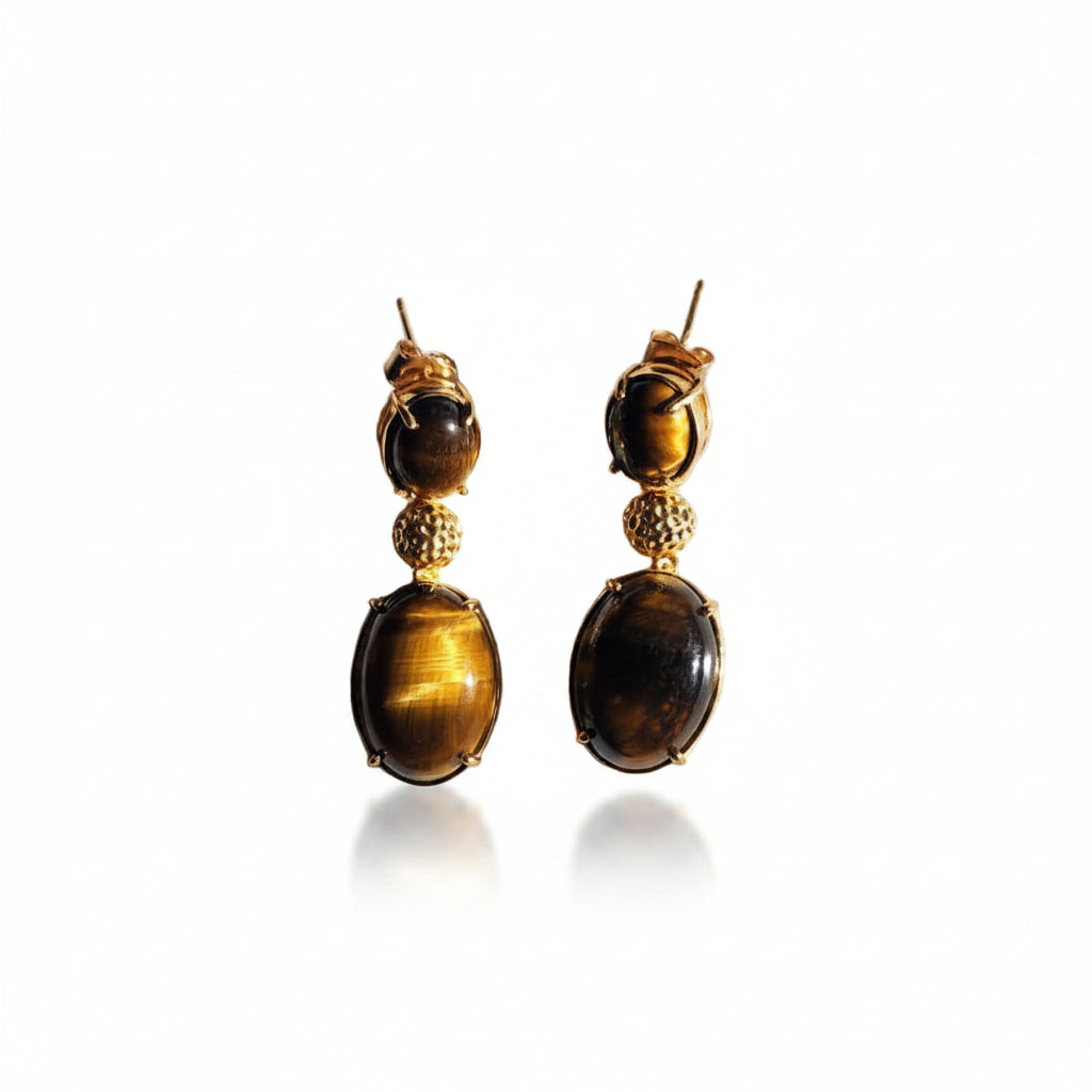 NAMM96-NAMMOS-ARETES DE DOS BOLITAS OJO DE TIGRE-S987