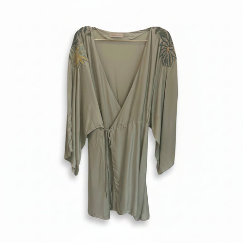TRON31-VESTIDO MAGA SEDA BORDADO -S7000