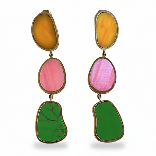 FELN63-FELINA-ARETES TRIPLE CON PIEDRA-S8500
