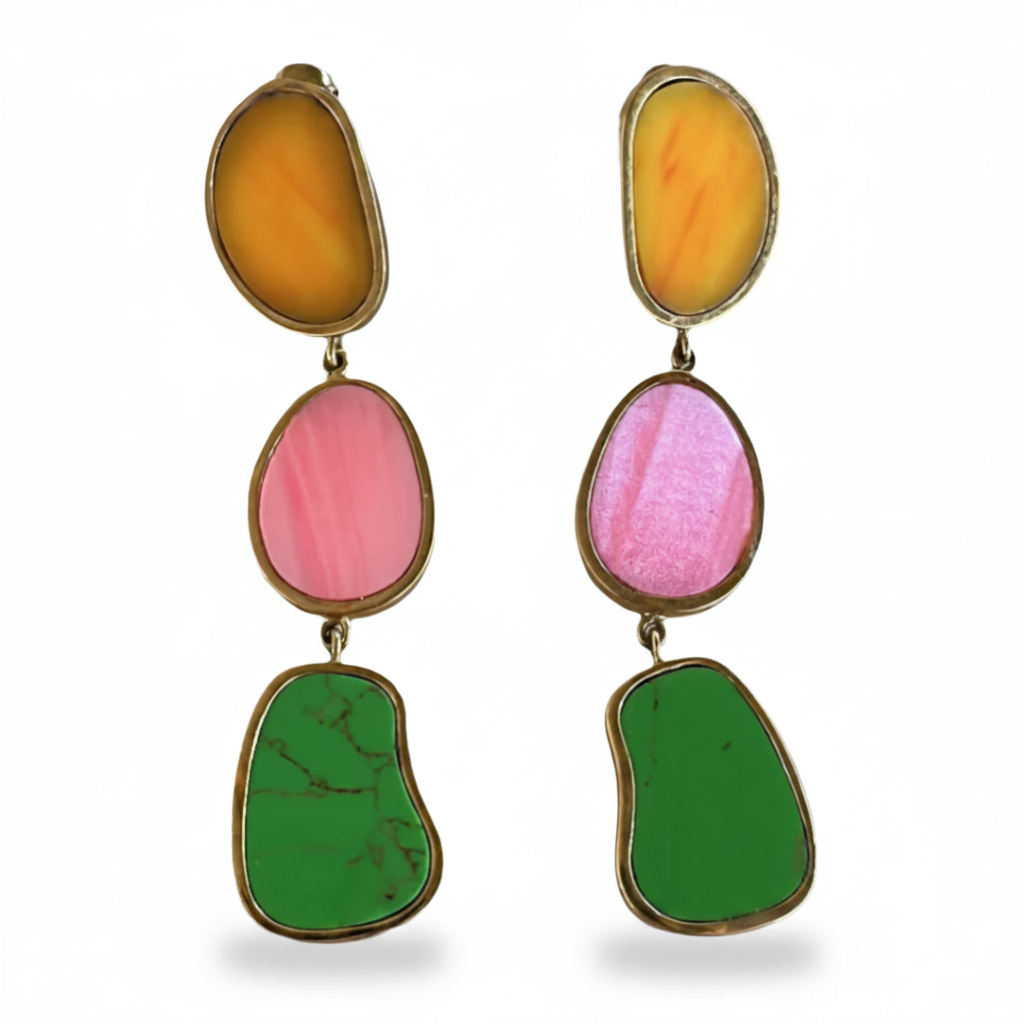 FELN63-FELINA-ARETES TRIPLE CON PIEDRA-S8500