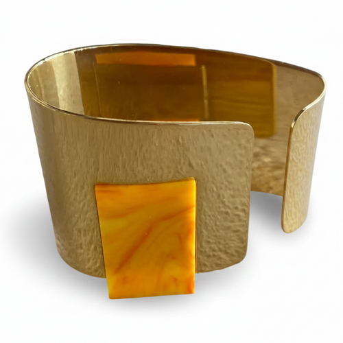 FELN110-FELINA-BRAZALETE PLANO CON PIEDRA AMARILLA-S7900