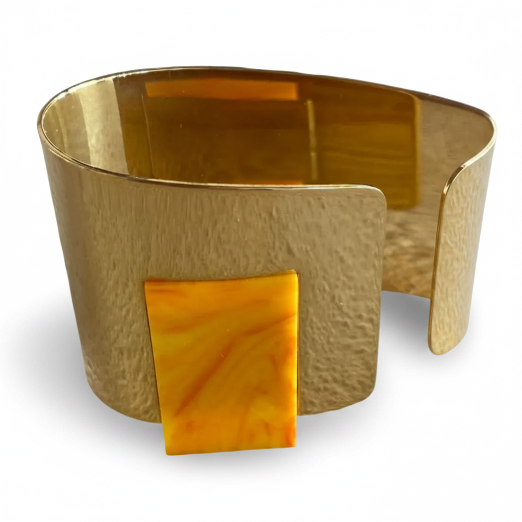 FELN110-FELINA-BRAZALETE PLANO CON PIEDRA AMARILLA-S7900