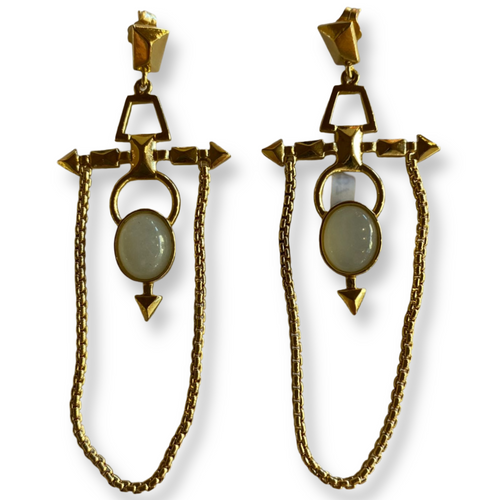 MAN87-MANI MAALAI-ARETES ESTELAR PIEDRA LUNA BLANCA-S4280