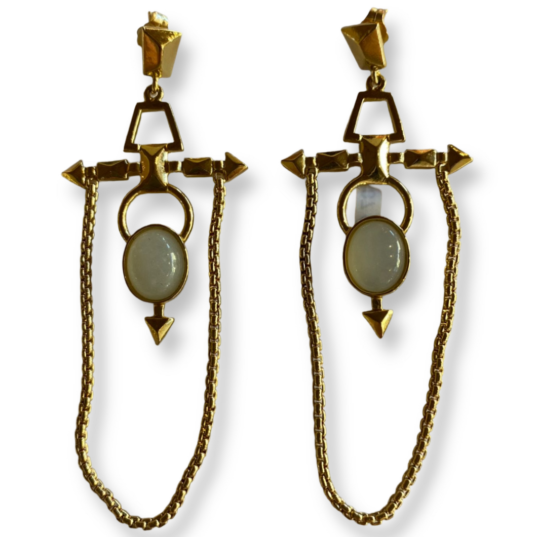 MAN87-MANI MAALAI-ARETES ESTELAR PIEDRA LUNA BLANCA-S4280
