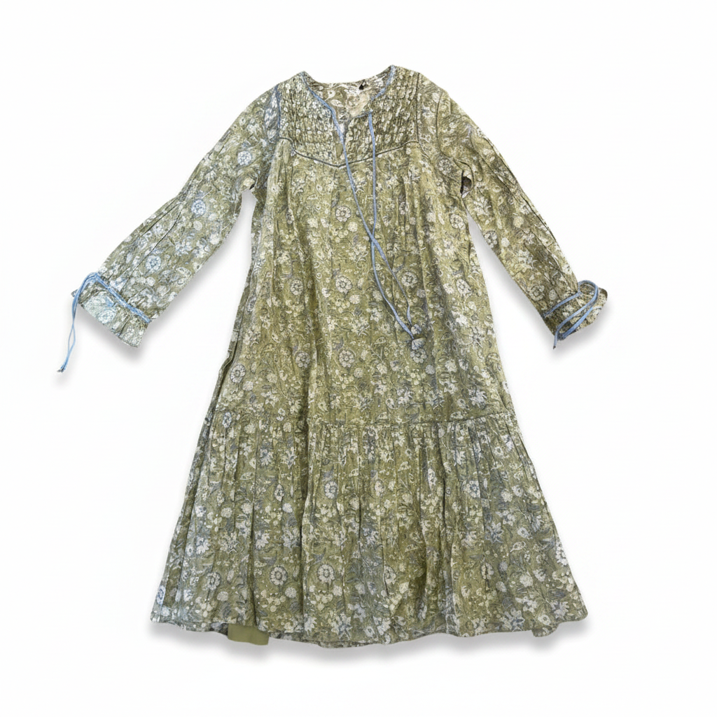 OLE06-OLEO-T37DRESS VERDE AZUL PETO PLIZADO-S6750