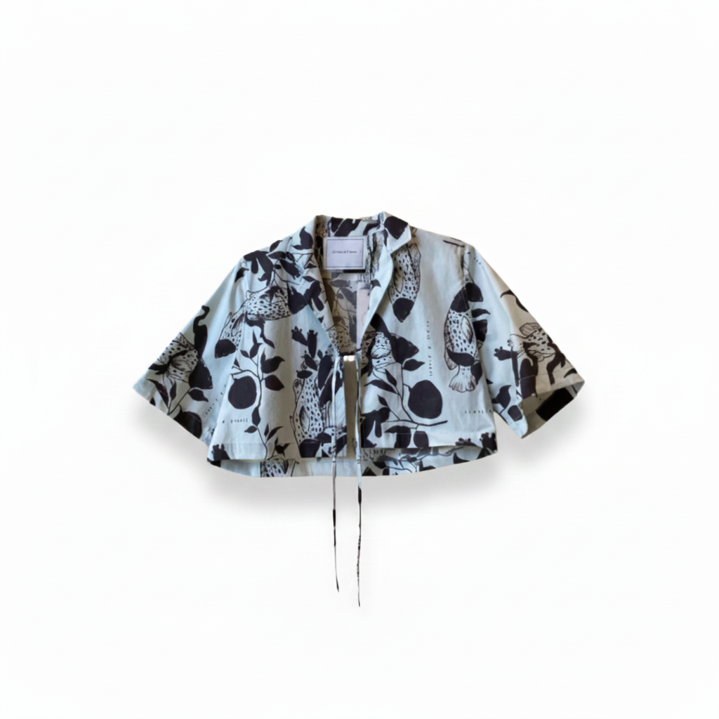 OLM02- OLMOS Y FLORES- CROP TOP PECES AZUL