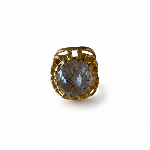 MAN47-MANI MAALAI-ANILLO METEORO CUARZO RUTILADO NEGRO- S3950